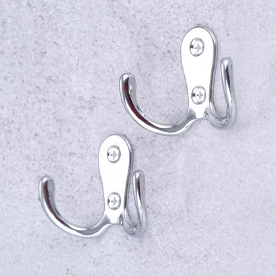 2 rinkiniai su dvigubomis galvutėmis, kabliu ant sienos / prie durų montuojama kabykla su varžtais juoda / sidabrinė / antikvarinė bronzinė paltas / raktas / krepšys / rankšluostis / skrybėlė / kaukės laikiklis 55 mm