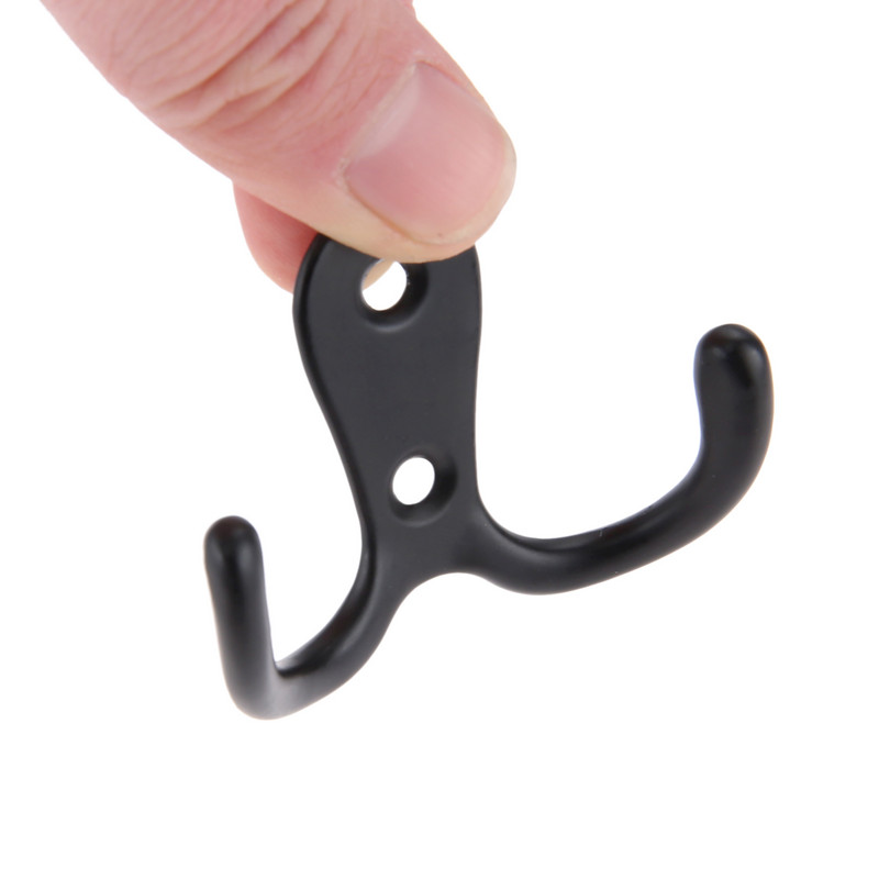 2 rinkiniai su dvigubomis galvutėmis, kabliu ant sienos / prie durų montuojama kabykla su varžtais juoda / sidabrinė / antikvarinė bronzinė paltas / raktas / krepšys / rankšluostis / skrybėlė / kaukės laikiklis 55 mm