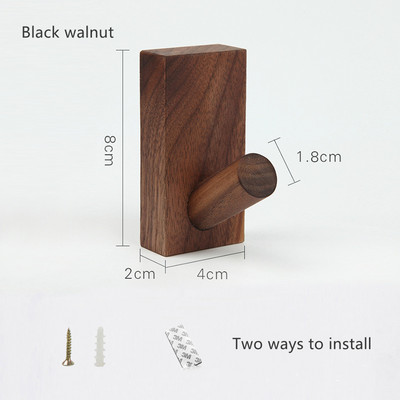 1db fekete diófa akasztó falra szerelhető kabát akasztó dekoratív kulcstartó sapka sál kézitáska tároló fogas fürdőszoba konyhai fogas