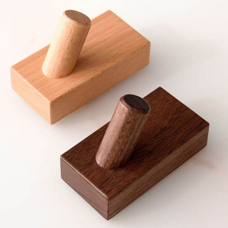 1db fekete diófa akasztó falra szerelhető kabát akasztó dekoratív kulcstartó sapka sál kézitáska tároló fogas fürdőszoba konyhai fogas