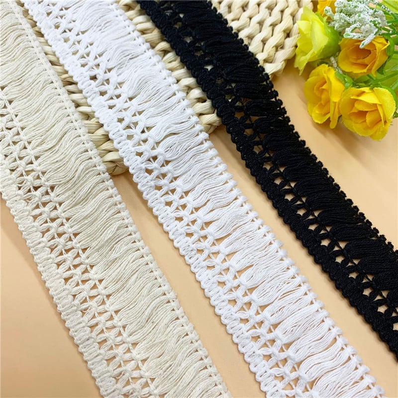 1 Αυλή 3cm/ 4cm/6cm βαμβακερό νήμα κρόσσια σειρά μεταξωτό δαντέλα, βαμβακερή κλωστή, αξεσουάρ κασκόλ δαντέλα τελειώματα Φούντα τελειώματα Μοντέλα ποιότητας