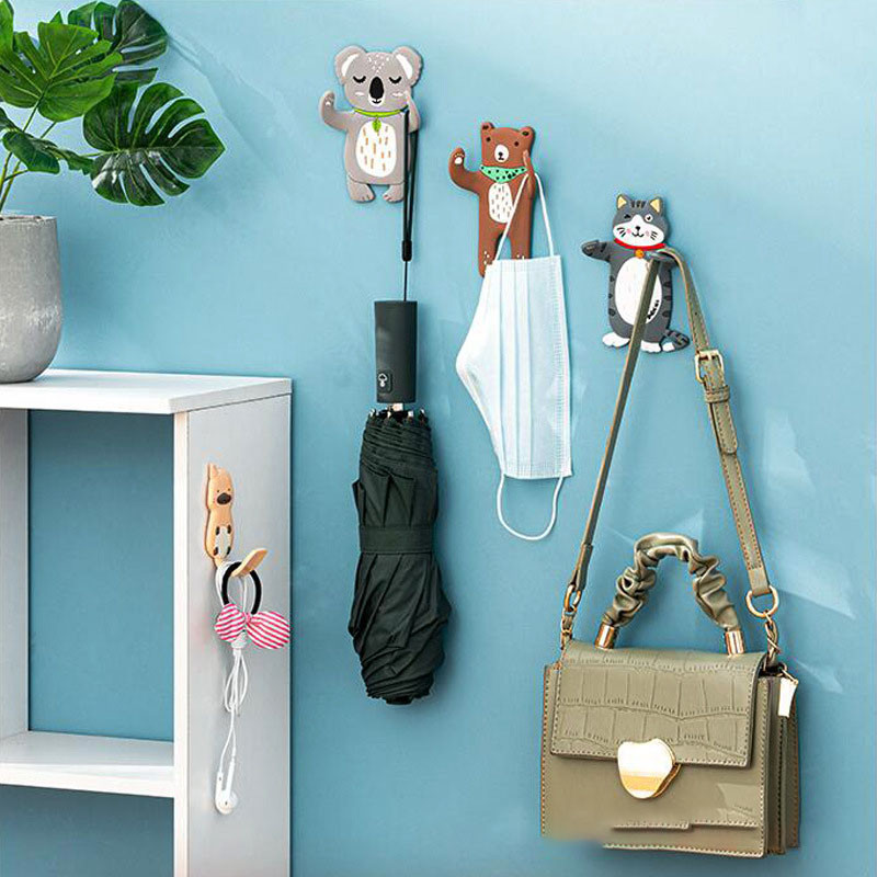 2022 Nova kuka za životinje Zidna tkanina za ključeve Žičana vješalica Ljepljiva kuka Iza vrata Stalak za pohranu torbi Držač kuhinjskih naprava Kuka za ogrtač