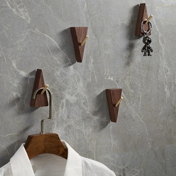 Σχήμα τριγώνου ορείχαλκος γάντζοι από μασίφ ξύλο πολλαπλών χρήσεων Διακοσμητικό παλτό τοίχου Ρούχα πόρτας Αποθήκευση Οργάνωση σπιτιού
