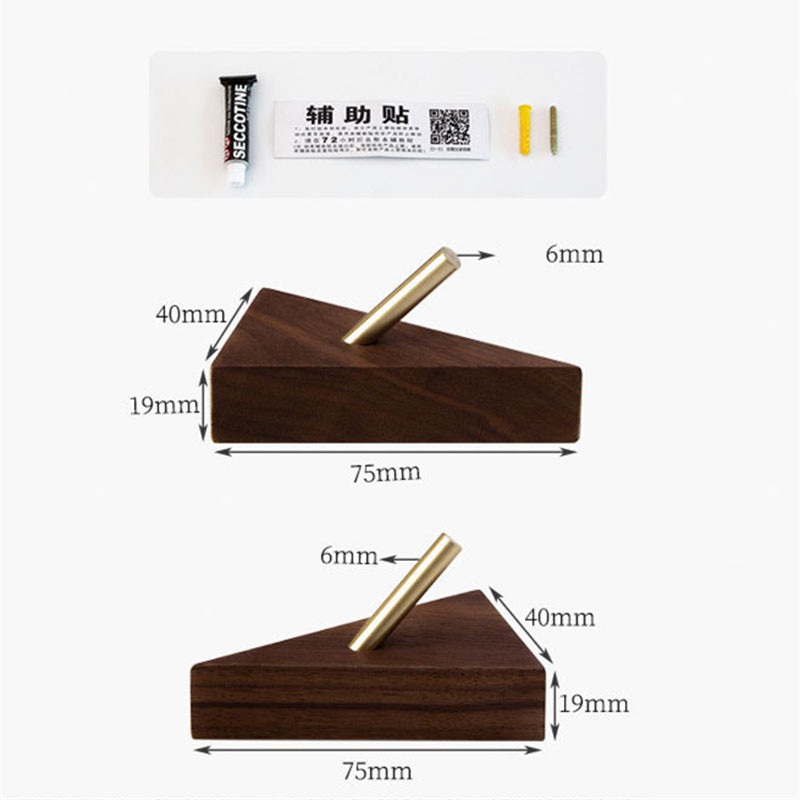 Σχήμα τριγώνου ορείχαλκος γάντζοι από μασίφ ξύλο πολλαπλών χρήσεων Διακοσμητικό παλτό τοίχου Ρούχα πόρτας Αποθήκευση Οργάνωση σπιτιού