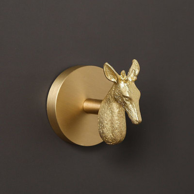 Месингова безперфорационна кука за ключове Поставка Държач Животно Растение Висяща декорация Палто Шапка Поставка за съхранение Баня Кухня Висулка Закачалка