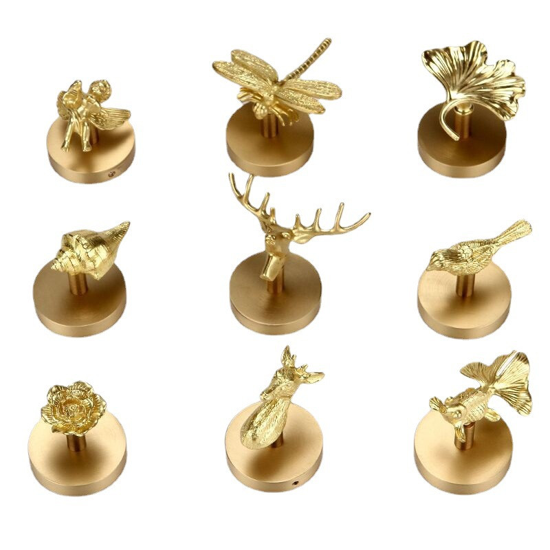 Месингова безперфорационна кука за ключове Поставка Държач Животно Растение Висяща декорация Палто Шапка Поставка за съхранение Баня Кухня Висулка Закачалка