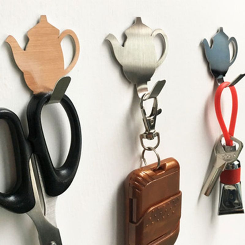2 τμχ/σετ Κουζίνας Πόρτα τοίχου Κουζίνας Μεταλλική Κρεμάστρα για Κλειδιά Βρετανική Τσαγιέρα Διακοσμητική θήκη ρούχων Εργαλείο ράφι αποθήκευσης