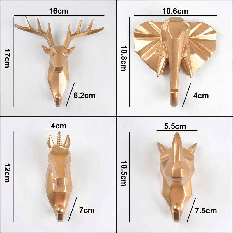 1 τμχ Κρεμαστός γάντζος Κεφάλι ζώου Διακοσμητικός γάντζος ελάφι Ελέφαντας Μονόκερος Ρινόκερος Κρεμάστρα Γάντζος Κλειδιά Ρούχα Καπέλο Ράφι διακόσμησης τοίχου