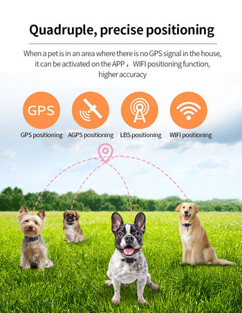 Pet GPS Tracker Αδιάβροχη τοποθεσία Ρυθμιζόμενο κολάρο GSM AGPS LBS Wifi τηλεχειριστήριο κλήσης σε πραγματικό χρόνο GPS Locator για γάτες σκύλους