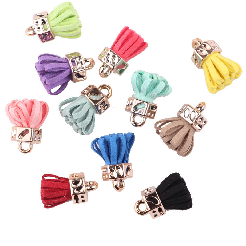 10 τεμ/λοτέ 25 χιλιοστών Χρυσό καπάκι χρώματος καστόρι δερμάτινη φούντα για μπρελόκ Ιμάντες κινητού τηλεφώνου Κοσμήματα Καλοκαιρινό κρεμαστό DIY Γούρια Finding