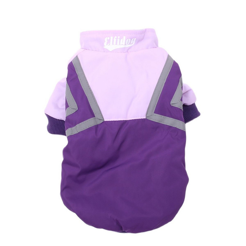 Uus talvekoerte jope veekindel ja peegeldav triibuline disain lemmiklooma kutsika kapuutsiga komplekt