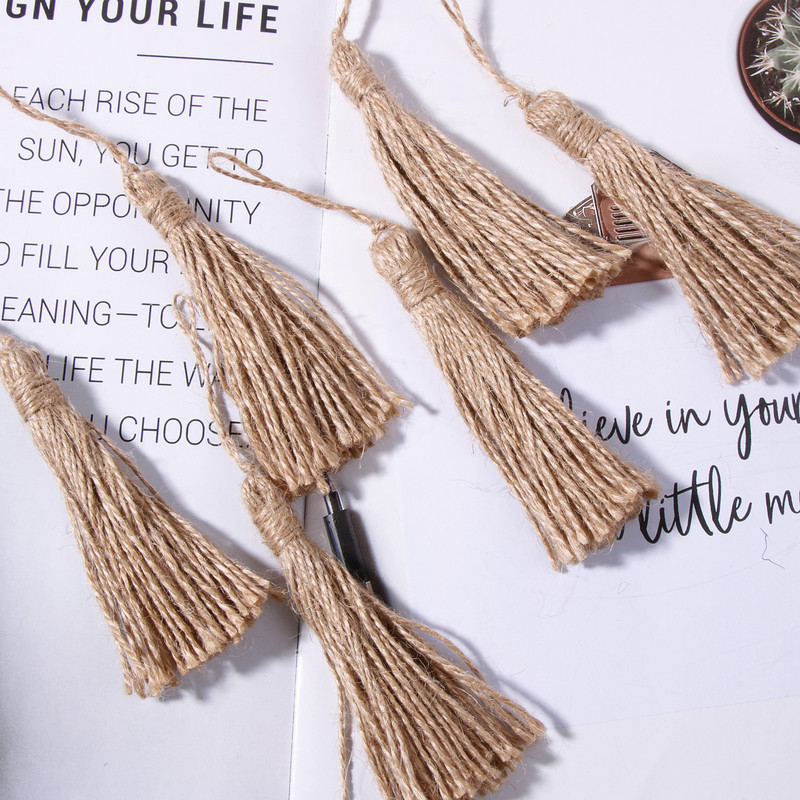 5 τμχ Φούντες από γιούτα για χειροτεχνίες Φυσικό σχοινί φούντα κουρτίνα από κάνναβη DIY Διακοσμήσεις για πάρτι για το σπίτι