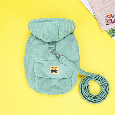 Velvetist koeramantel jalutusrihmaga D-rõngastega talvekoerte kapuutsiga dressipluusid taskutega väikestele koertele Chihuahua riided kutsikas