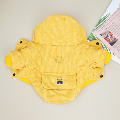 Velvetist koeramantel jalutusrihmaga D-rõngastega talvekoerte kapuutsiga dressipluusid taskutega väikestele koertele Chihuahua riided kutsikas