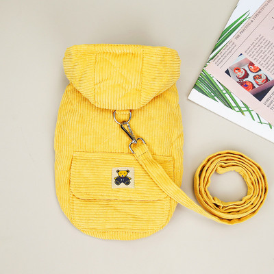 Velvetist koeramantel jalutusrihmaga D-rõngastega talvekoerte kapuutsiga dressipluusid taskutega väikestele koertele Chihuahua riided kutsikas