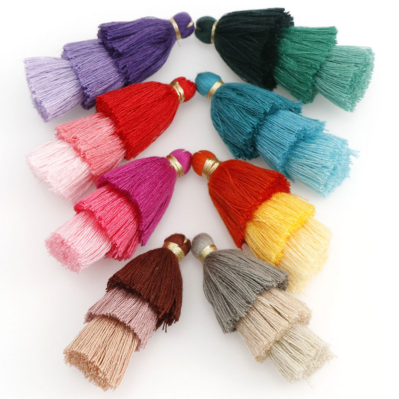 2gab/partija 65mm garš 3 slāņains kokvilnas zīda pušķis rotaslietu izgatavošanai DIY Amatniecība Auskari Atslēgu piekariņi Apģērbi Šūšanas Dekora piederumi