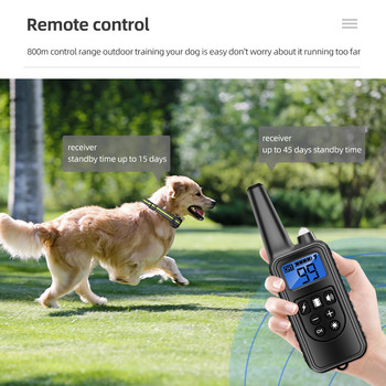 800 м нашийник за обучение на кучета Дистанционно управление Водоустойчив електрически акумулаторен шок Вибрационен зумер Кора Подходящ за всички размери