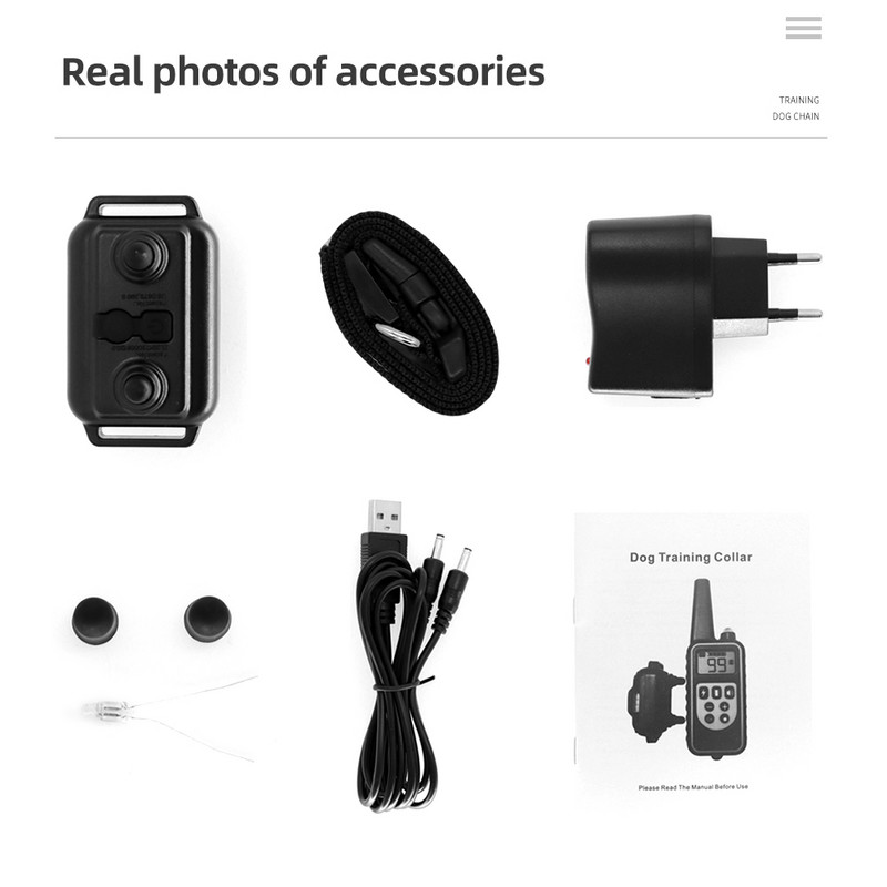 800 m-es kutyakiképző nyakörv távirányító vízálló elektromos újratölthető vibrációs hangjelzés, minden mérethez