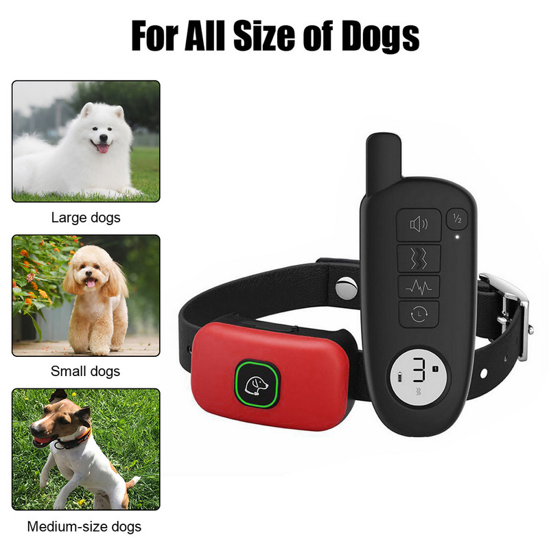 1000 Ft Neperšlampamas šunų dresavimo antkaklis LCD ekranas Itin platus nuotolinis įkraunamas elektrinis šunų dresavimo antkaklis