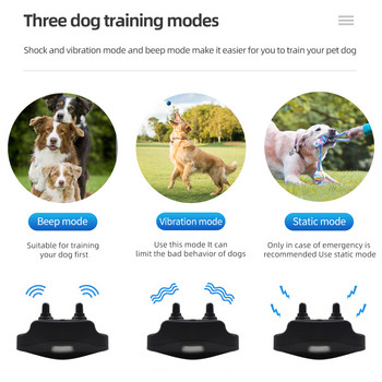 1000m дистанционно управление Електрически нашийник за обучение на кучета Водоустойчив акумулаторен с LCD дисплей Универсален размер Шок Вибрационен звук