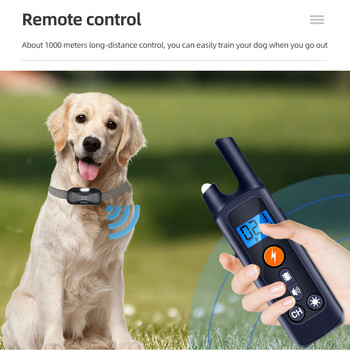 1000m дистанционно управление Електрически нашийник за обучение на кучета Водоустойчив акумулаторен с LCD дисплей Универсален размер Шок Вибрационен звук
