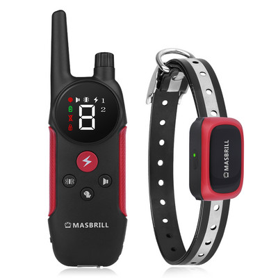 MASBRILL elektriskā suņu apmācības kakla siksna mājdzīvnieku kakla siksna, mizas aizbāznis, tālvadības suņu apmācības ierīce pīkstiens/vibrācija/elektrošoka kakla siksna
