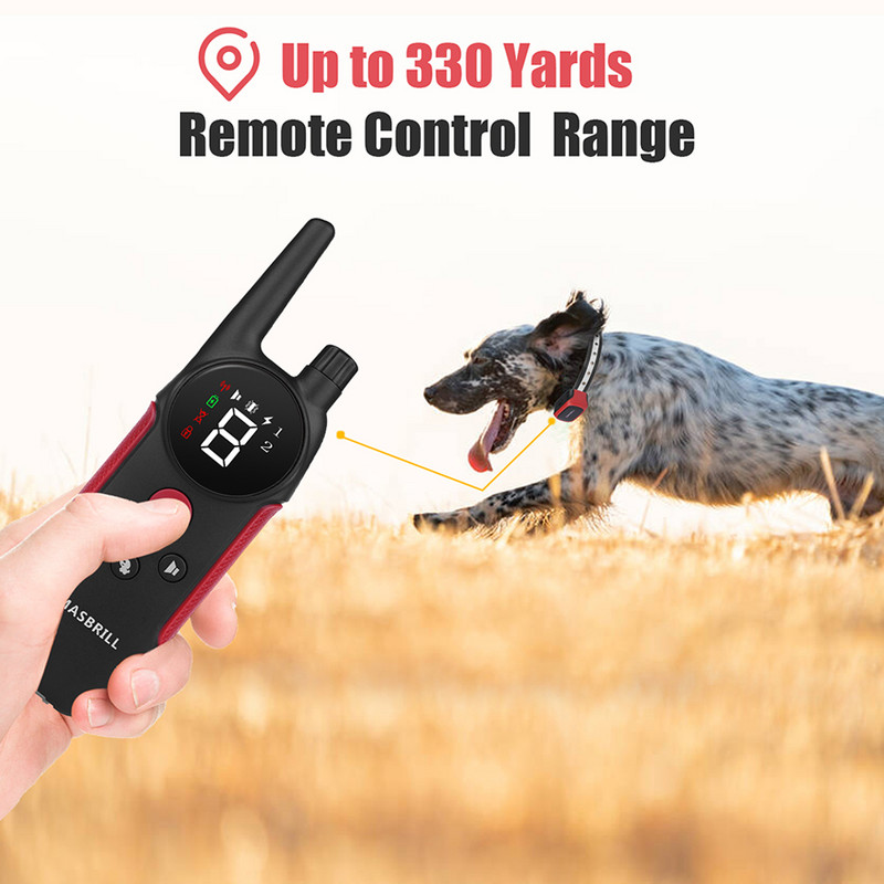 MASBRILL elektriskā suņu apmācības kakla siksna mājdzīvnieku kakla siksna, mizas aizbāznis, tālvadības suņu apmācības ierīce pīkstiens/vibrācija/elektrošoka kakla siksna