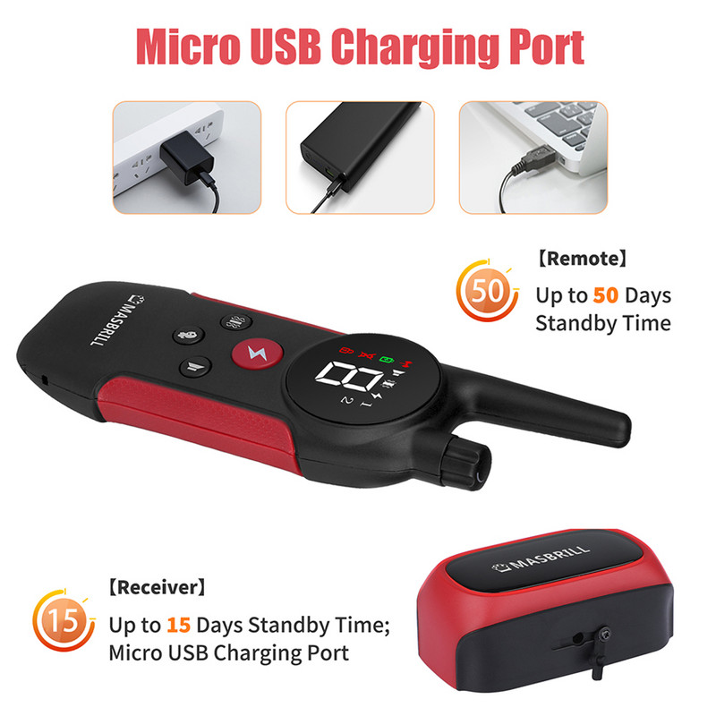 MASBRILL elektriskā suņu apmācības kakla siksna mājdzīvnieku kakla siksna, mizas aizbāznis, tālvadības suņu apmācības ierīce pīkstiens/vibrācija/elektrošoka kakla siksna