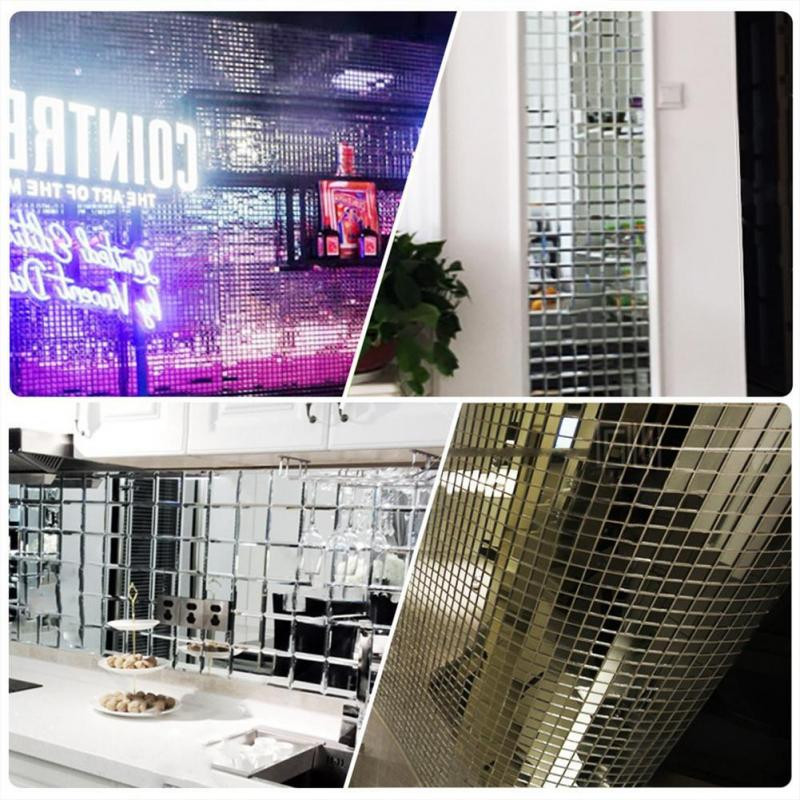 Nauji lipnūs tikrojo stiklo amatų mini kvadratiniai veidrodžiai mozaikinės plytelės lipdukai vonios kambarys pasidaryk pats rankų darbo amatų namų dekoravimas