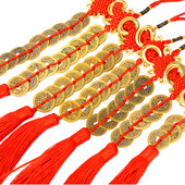 Kínai csomós szerencse érme Feng Shui bojt akasztós Fortune bronz érmével barkácsolt bojt díszítés függöny rojtos táska medál díszítéshez