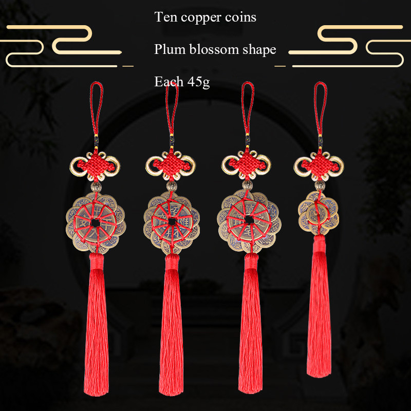 Kínai csomós szerencse érme Feng Shui bojt akasztós Fortune bronz érmével barkácsolt bojt díszítés függöny rojtos táska medál díszítéshez
