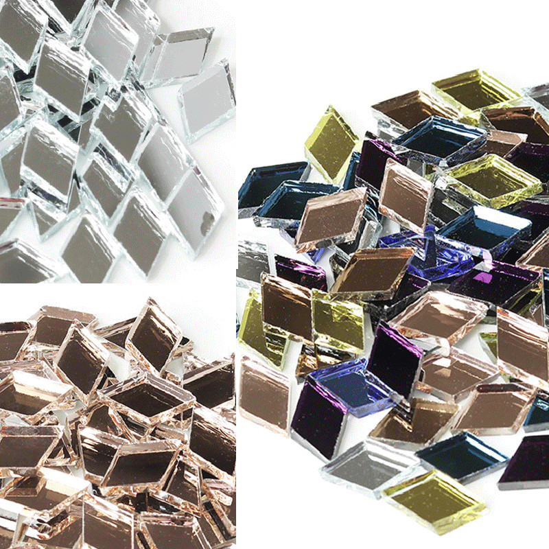 100 gab stikla spoguļa mozaīkas flīzes lielapjoma dimanta forma, DIY, amatniecība, ar rokām izgatavots aksesuārs mājas sienu mākslas darbu dekoru piederumi