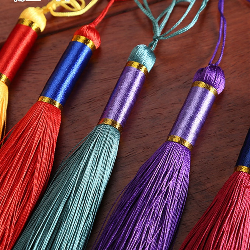 2 DB kínai stílusú, hosszú rojtos szegély Bojtok Ékszerek Ruhák Varrás Dekoratív Kiegészítők Barkácsolás Akasztógyűrű Medál Selyem Bojt