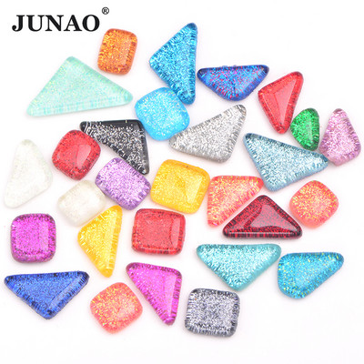 JUNAO 20db Mix Színű Mozaik Üveg Kövek Üveg Mozaik Csempe Üveg Kavics Kézműves Anyag Gyermek Rejtvény Barkács mozaik készítés