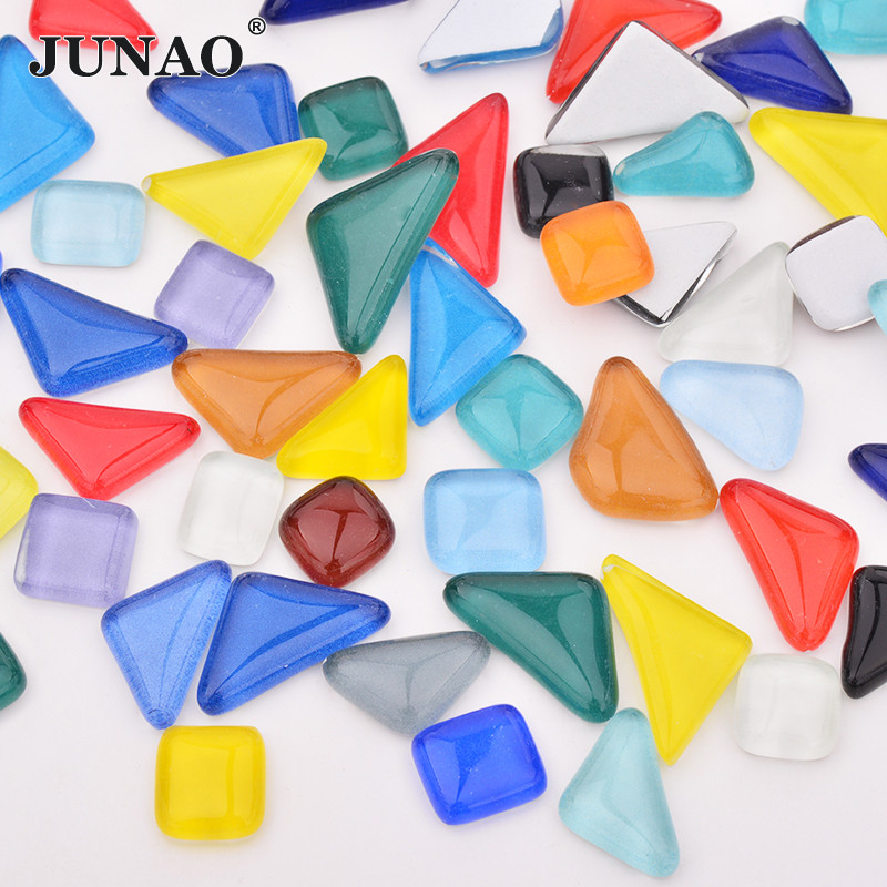 JUNAO 20db Mix Színű Mozaik Üveg Kövek Üveg Mozaik Csempe Üveg Kavics Kézműves Anyag Gyermek Rejtvény Barkács mozaik készítés