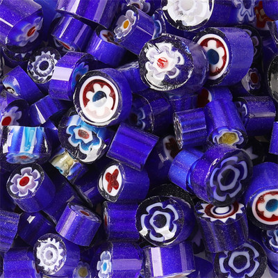 1,5 unces/42 g krāsainas Millefiori mozaīkas flīzes, stikla saplūšanas flīzes, tūkstotis ziedu krelles, cilindra formas, DIY amatniecības materiāls