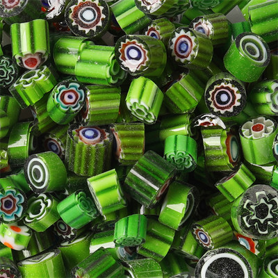 1,5 unces/42 g krāsainas Millefiori mozaīkas flīzes, stikla saplūšanas flīzes, tūkstotis ziedu krelles, cilindra formas, DIY amatniecības materiāls