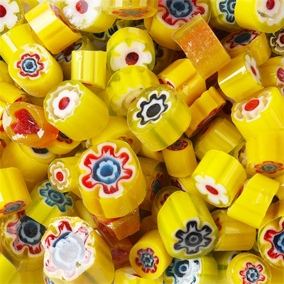 1,5 unces/42 g krāsainas Millefiori mozaīkas flīzes, stikla saplūšanas flīzes, tūkstotis ziedu krelles, cilindra formas, DIY amatniecības materiāls