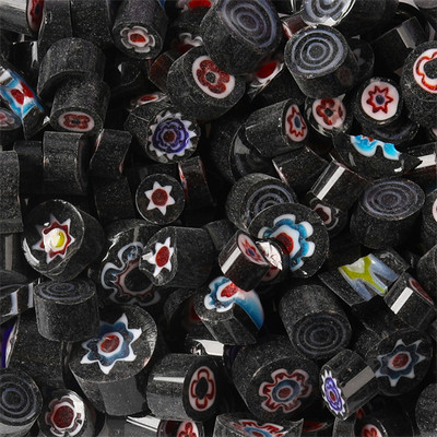 1,5 unces/42 g krāsainas Millefiori mozaīkas flīzes, stikla saplūšanas flīzes, tūkstotis ziedu krelles, cilindra formas, DIY amatniecības materiāls