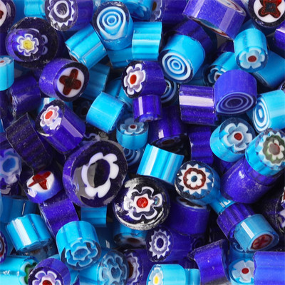 1,5 unces/42 g krāsainas Millefiori mozaīkas flīzes, stikla saplūšanas flīzes, tūkstotis ziedu krelles, cilindra formas, DIY amatniecības materiāls