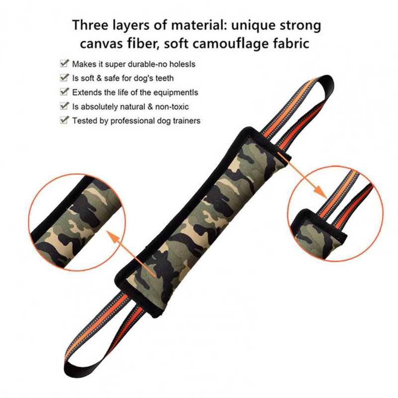 Šunų įkandimo lazdelė su 2 virvių rankenomis Neslystantis dantų šlifavimas Interaktyvus žaidimo žaislas naminių šunų dresūra džiuto rankovės žaislas augintinio žaislas