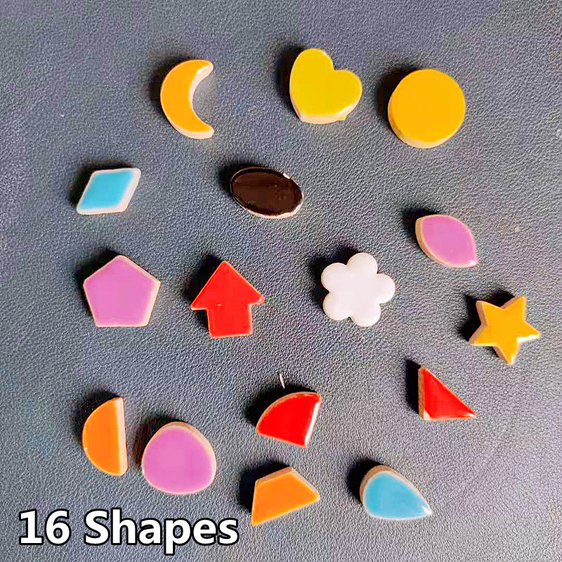 100g/3.52oz(aptuveni 50gab.) Porcelāna mozaīkas flīzes 0.5cm biezums zvaigzne/sirds/apaļa/zieda forma DIY mozaīkas amatniecības materiāli