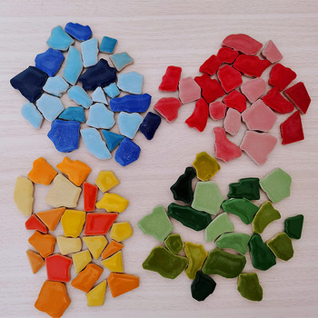 3,5 унции/100 г многоъгълни порцеланови мозаечни плочки Направи си сам занаятчийски материали за изработка на мозайка от керамични плочки 1-4 см дължина, 1 ~ 4 г/бр, 3,5 мм дебелина