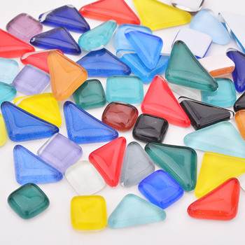 JUNAO 20τμχ Glitter χρωματιστό γυαλί Μωσαϊκό Πλακάκια Χειροτεχνία Γυάλινες Πέτρες Βότσαλα Υλικό για Δημιουργικότητα Παζλ Κάνοντας DIY Διακόσμηση