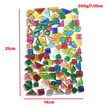 120g/4,23oz (Περίπου 85 τεμ.) Πλακάκια μωσαϊκού από γυαλί Polygon Bright/Glitter Μωσαϊκό Υλικά χειροτεχνίας Τετράγωνο/Ρόμβος Μωσαϊκό Πλακάκι