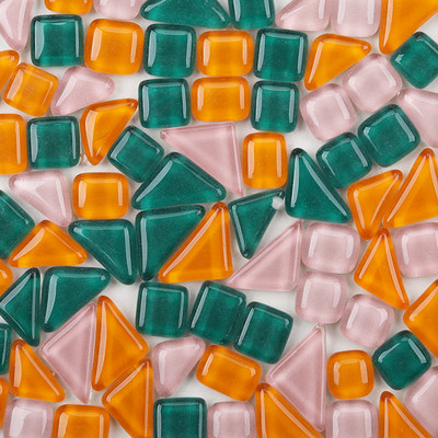 120g/4.23oz (aptuveni 85gab.) Daudzstūra stikla mozaīkas flīzes Spilgtas/mirdzošas mozaīkas amatniecības materiāli kvadrātveida/romba mozaīkas flīzes