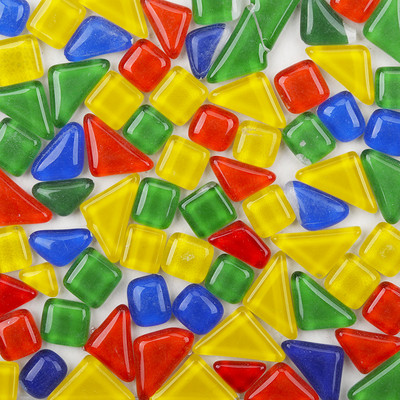 120g/4.23oz (aptuveni 85gab.) Daudzstūra stikla mozaīkas flīzes Spilgtas/mirdzošas mozaīkas amatniecības materiāli kvadrātveida/romba mozaīkas flīzes