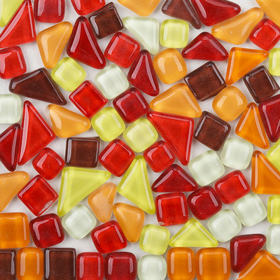 120g/4.23oz (aptuveni 85gab.) Daudzstūra stikla mozaīkas flīzes Spilgtas/mirdzošas mozaīkas amatniecības materiāli kvadrātveida/romba mozaīkas flīzes