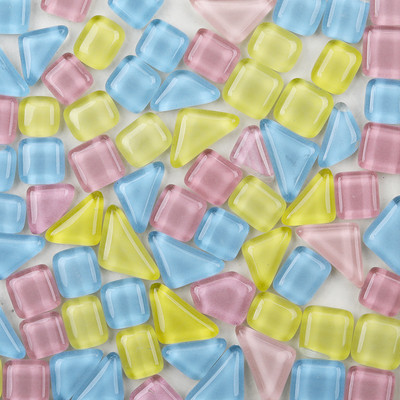 120g/4.23oz (aptuveni 85gab.) Daudzstūra stikla mozaīkas flīzes Spilgtas/mirdzošas mozaīkas amatniecības materiāli kvadrātveida/romba mozaīkas flīzes