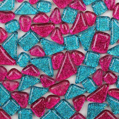 120g/4.23oz (aptuveni 85gab.) Daudzstūra stikla mozaīkas flīzes Spilgtas/mirdzošas mozaīkas amatniecības materiāli kvadrātveida/romba mozaīkas flīzes